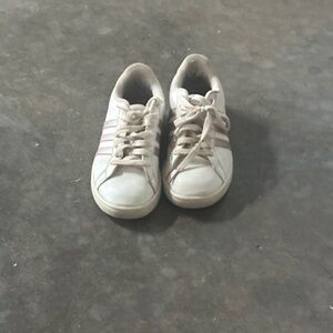 adidas Kids White and Light Pink Sneakers